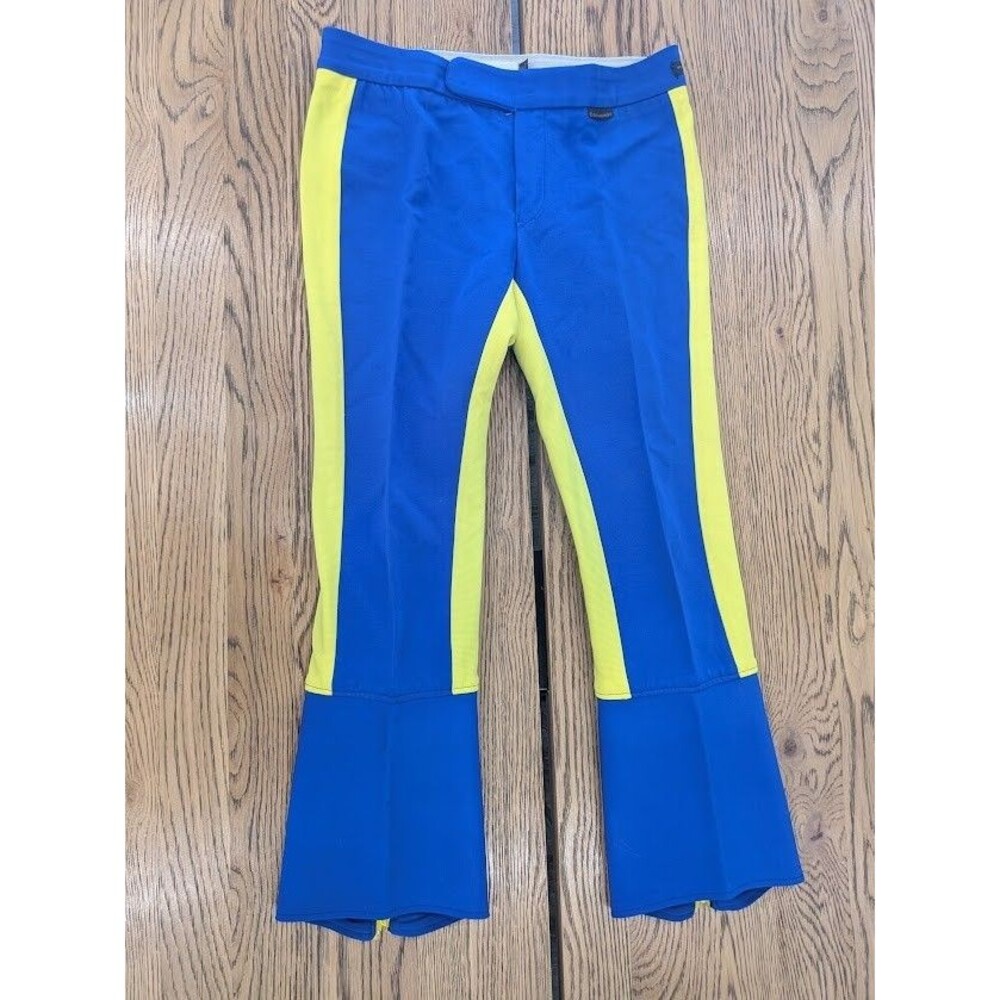 Vintage Edelweiss Innsbruck Ski Pants Men's 34R Blue Yellow Flare Austria Retro